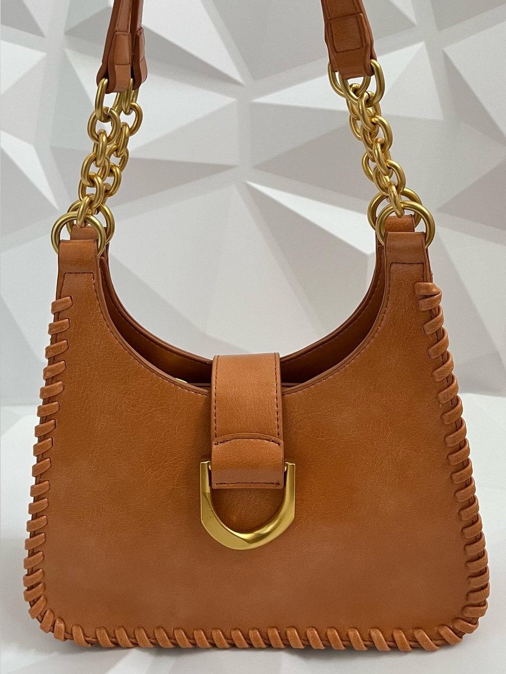 Antik Kraft Cognac Leather Shoulder Bag with Gold Hardware New - Picture 7 of 16